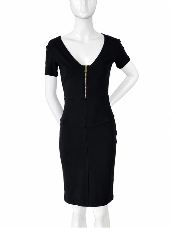 Versace Dresses & Skirts - Versace Black Sheath Gold Medusa Zip Stretch Pencil Dress